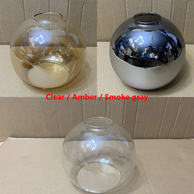 

D13cm D15cm D18CM D20cm D25cm Hand Blown Clear Glass Globe Lamp Shade Replacement with 2 Ends Opening Glass Cover Ball Lampshad