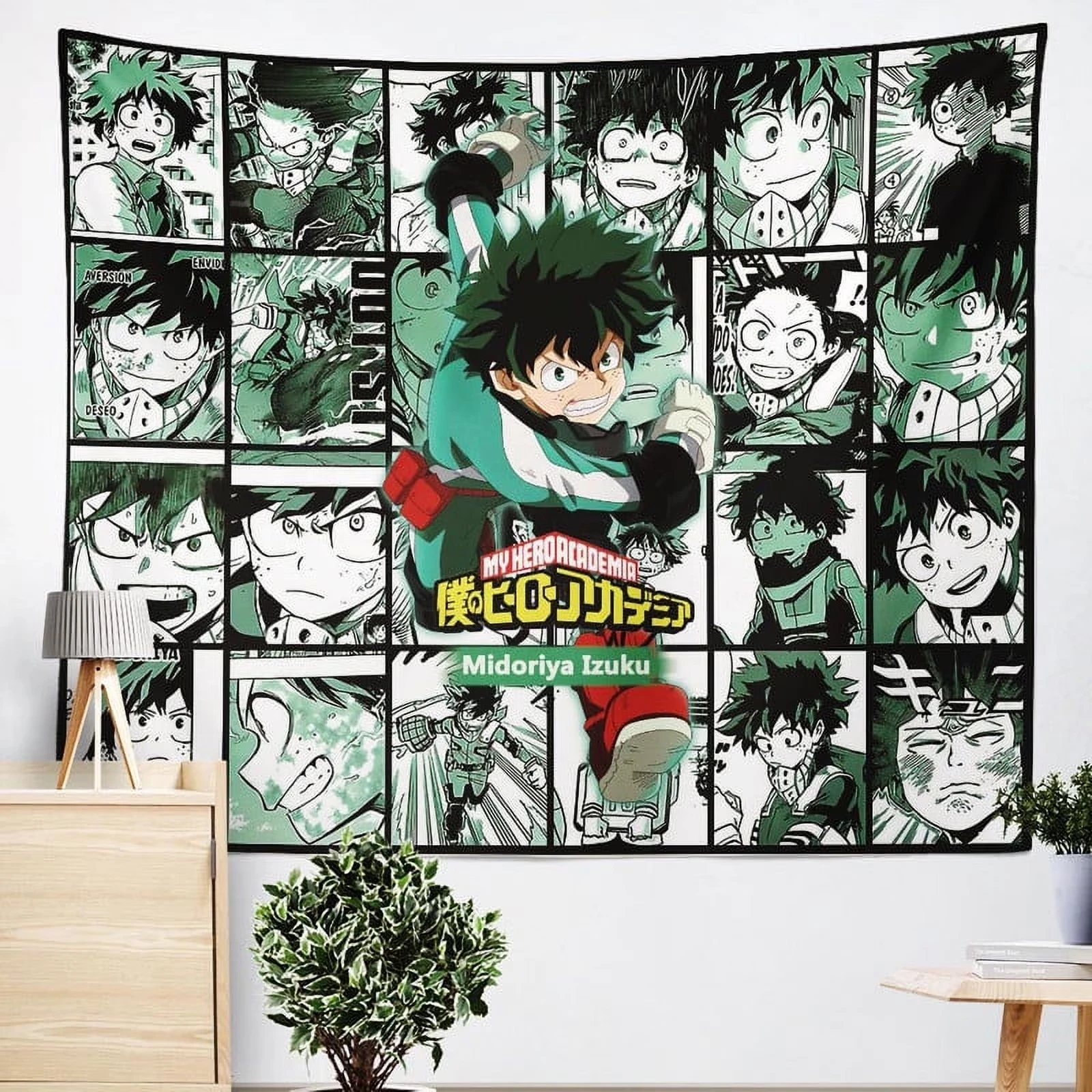 My Hero A-Academia Deku Tapestry Backdrop Background Poster Gift for Bedroom Aesthetics Funny Decor Flag Wall Hanging for Teen