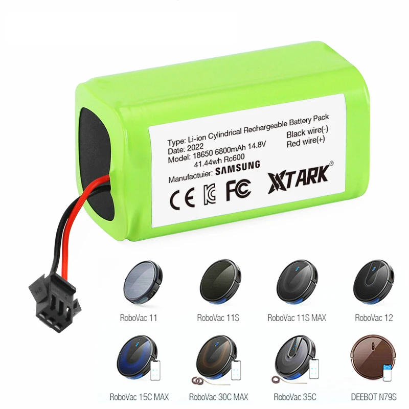 14.4V 6800mAh 18650 Replacement Battery for Conga Excellence 990 Ecovacs Deebot N79S N79 DN622 Eufy Robovac 11 11S 12 15C 15S