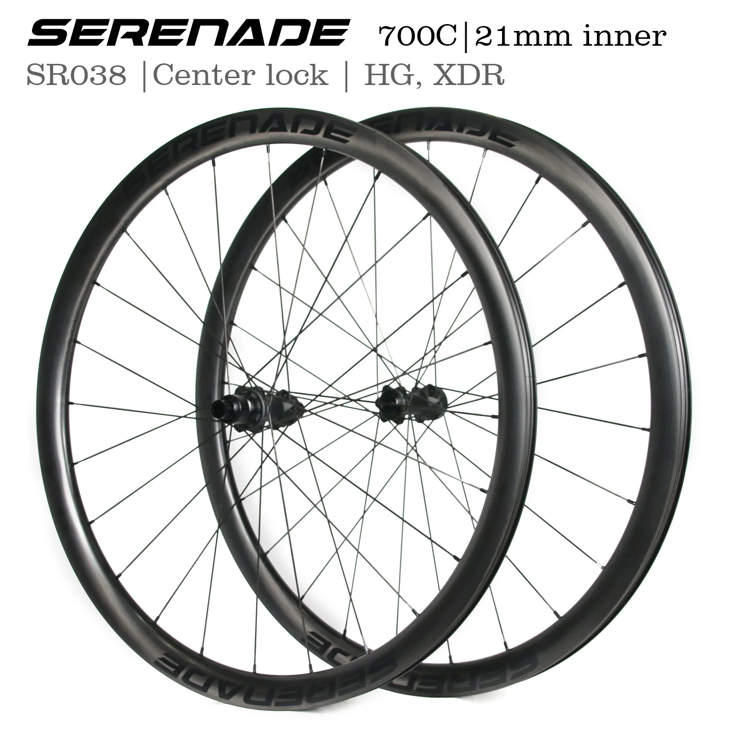 Serenade Road Cycling 700c Carbon Disc Brake Wheel set XDR HG 12 Speed Hub Symmetrical 30~60mm Tubeless Clincher Rims Wheelset