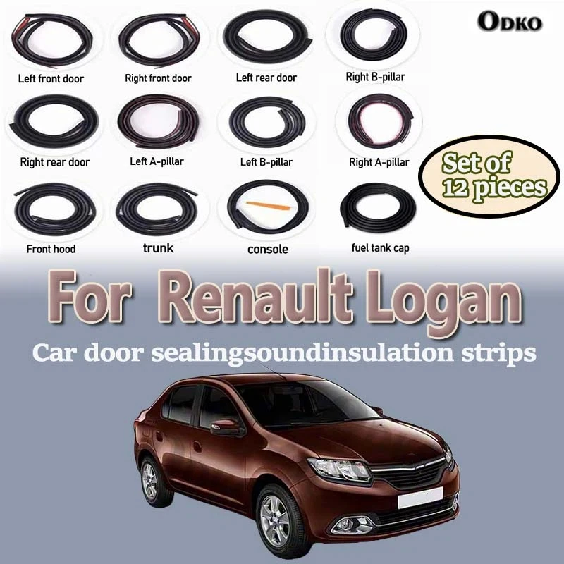 Car Door Seal Strip Rubber Noise Insulation Dustproof Seal Strip Not easy to Fall off For Renault Logan Car Accessories 12Pcs