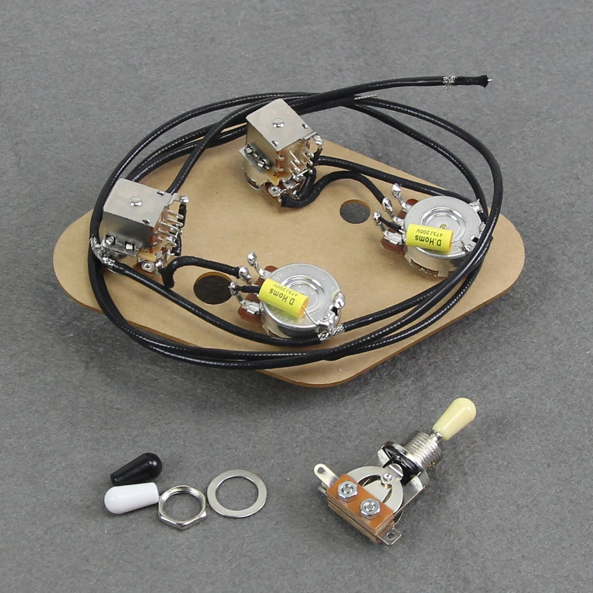 FLEOR 2T2V Guitar Prewired Wiring Harness Push Push Pots 500k 3-Way Switch for LP Guitar Parts