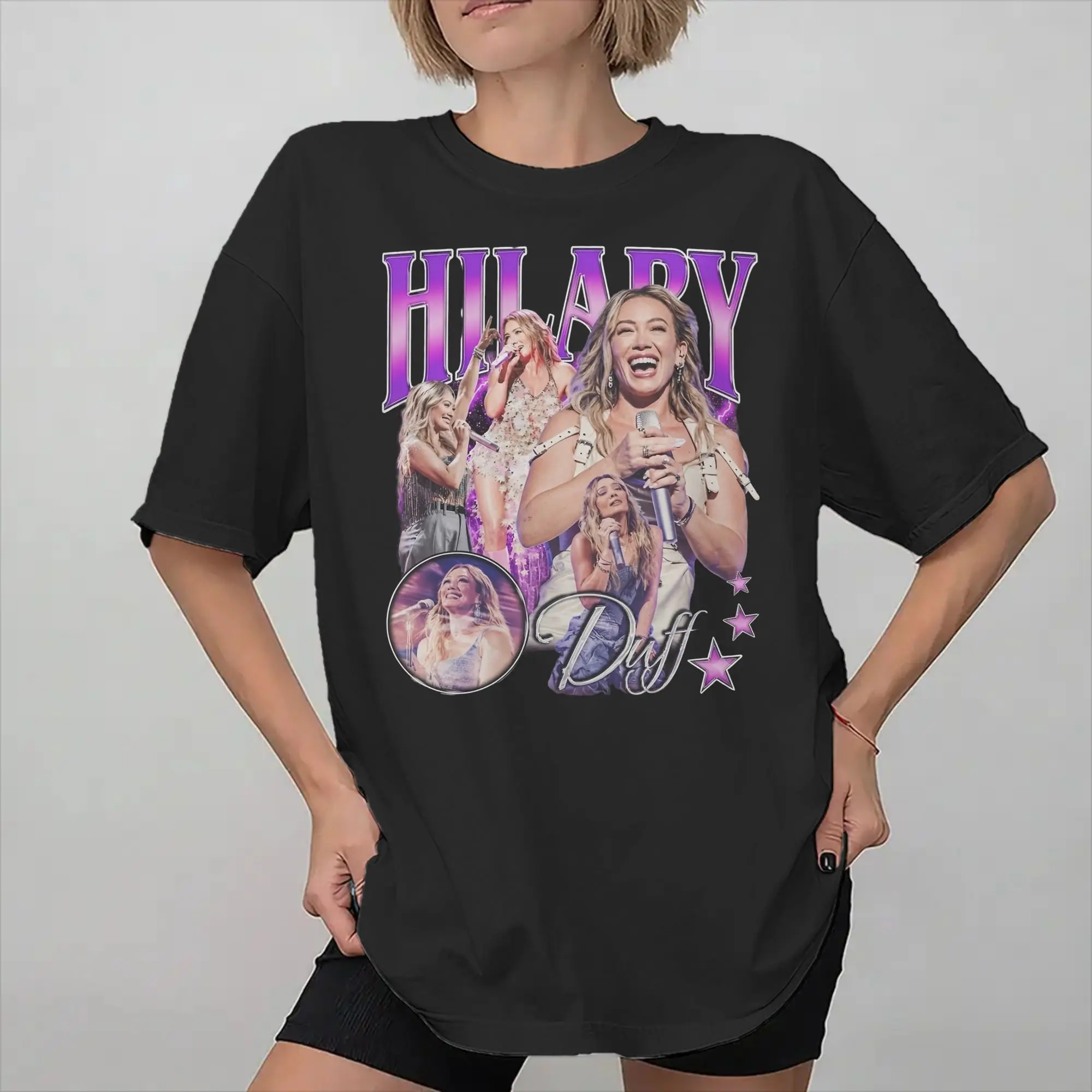 Men Women Graphic Hilary Duff Lucky Me Tour 2026 T Shirt Tee Pure Cotton  T-shirts Clothing