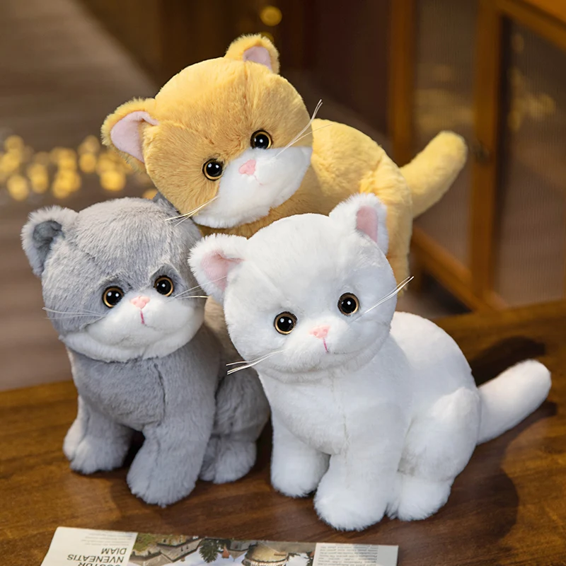 Jouet en peluche de chat de dessin animé réaliste pour les filles, jouet de beurre mignon, décoration d'intérieur, beaux chats, cadeaux de Noël, simulation, 26cm