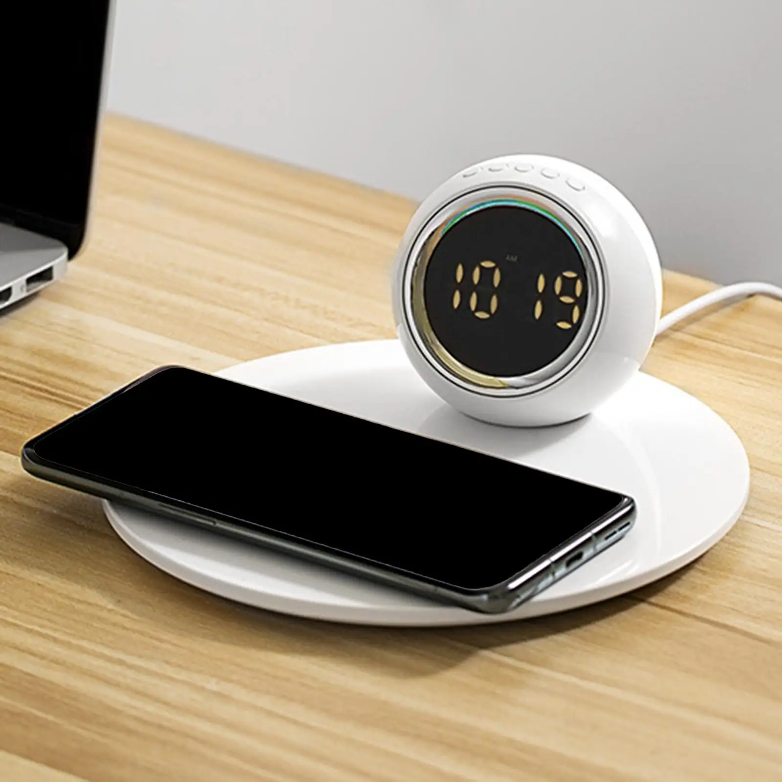 15W Wireless Charger Time Digital Alarm Clock Table Compact Clock Fast Charging Dock Station for QI Standard Universal Phones