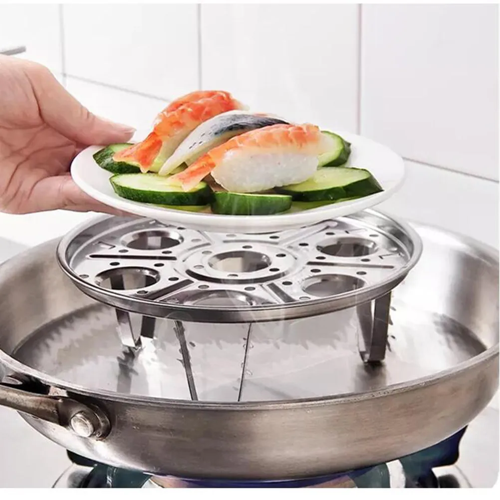 Egg Steamer Stainless Steel 8Cm Single Layer Tray 7 Port Design for Nutritious Steamed Eggs and Various Foods Kitchen Accessory