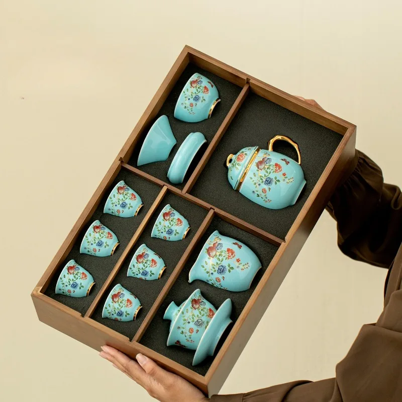 

Ceramic Kung Fu Tea Set Household Tea Pot Tea Cup Office Cup Light Luxury Gifts Gifts