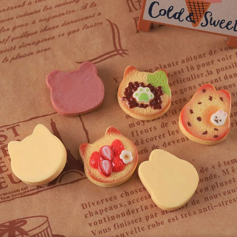10 قطعة دمية مصغرة الغذاء محاكاة الكرتون الأرنب/القط/الدب نخب الخبز نموذج لعب ل إكسسوارات دمي