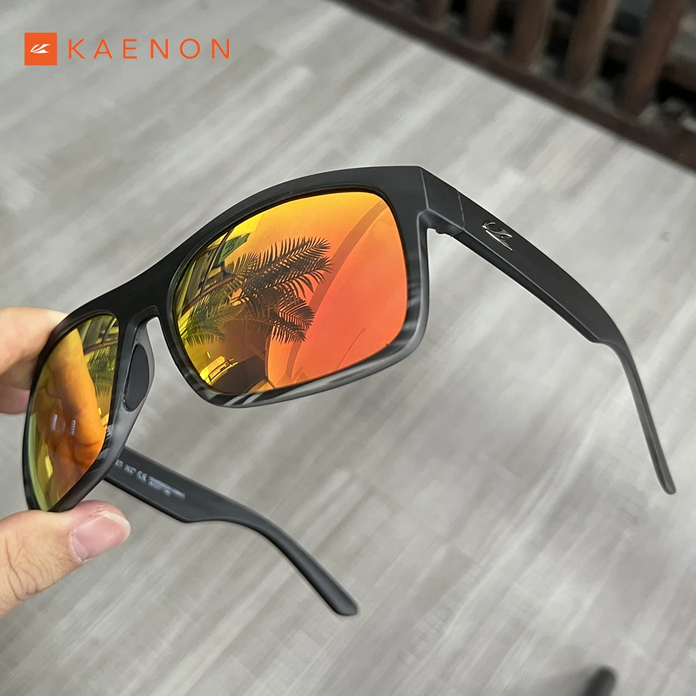 Mirrored Red Lens TR90 Brand Kaenon New Men Oversize Polarized Sunglasses Large Frame Outdoor Hiking Fishing Fashion Sun Glasses