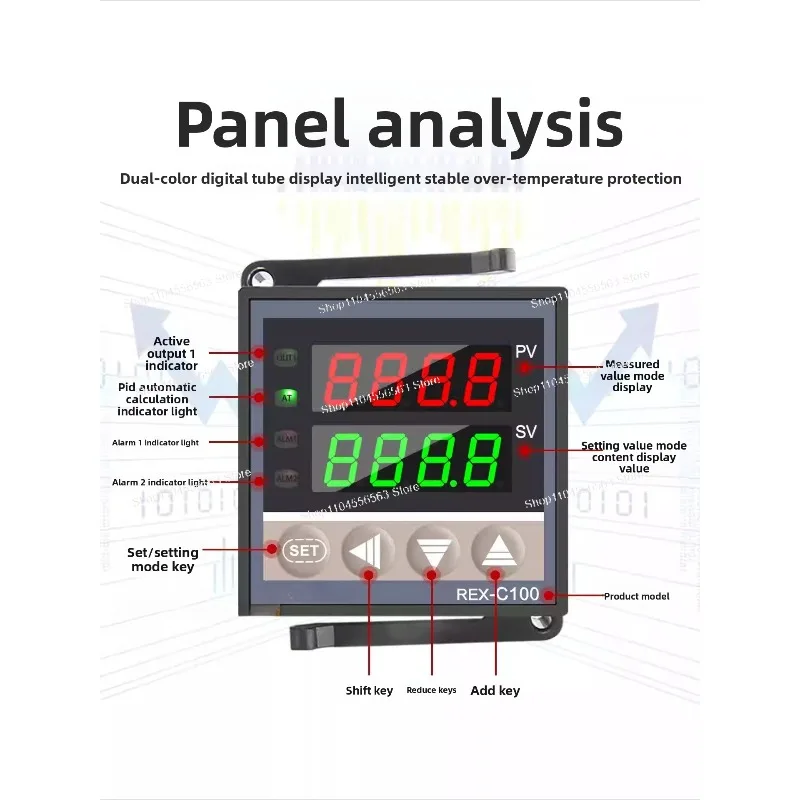 REX-C100 Digital PID Temperature Controller Kit, 110-240V, K-type Input