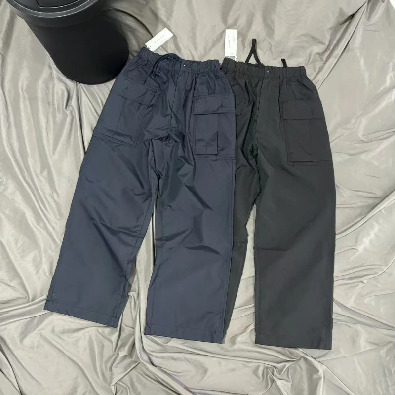 

Быстросохнущие свободные прямые брюки-карго Nananica, японские мужские и женские черные, темно-синие эластичные водонепроницаемые брюки с завязками