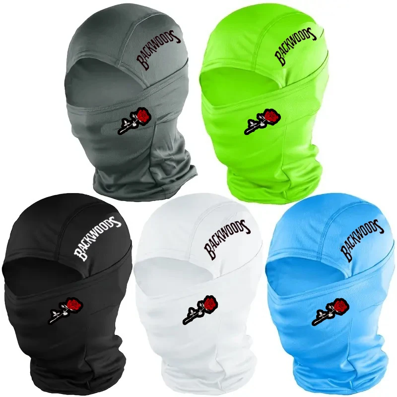 1/2/5PC Multi-Color 'BackWOODS' and Rose Embroidery Full Face Balaclava, Suitable for Skiing and Hiking, Men and Women