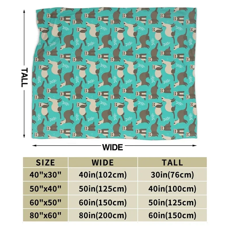 Weasel pattern blanket soft warm flannel throw blanket plush bed for living room picnic travel home sofa