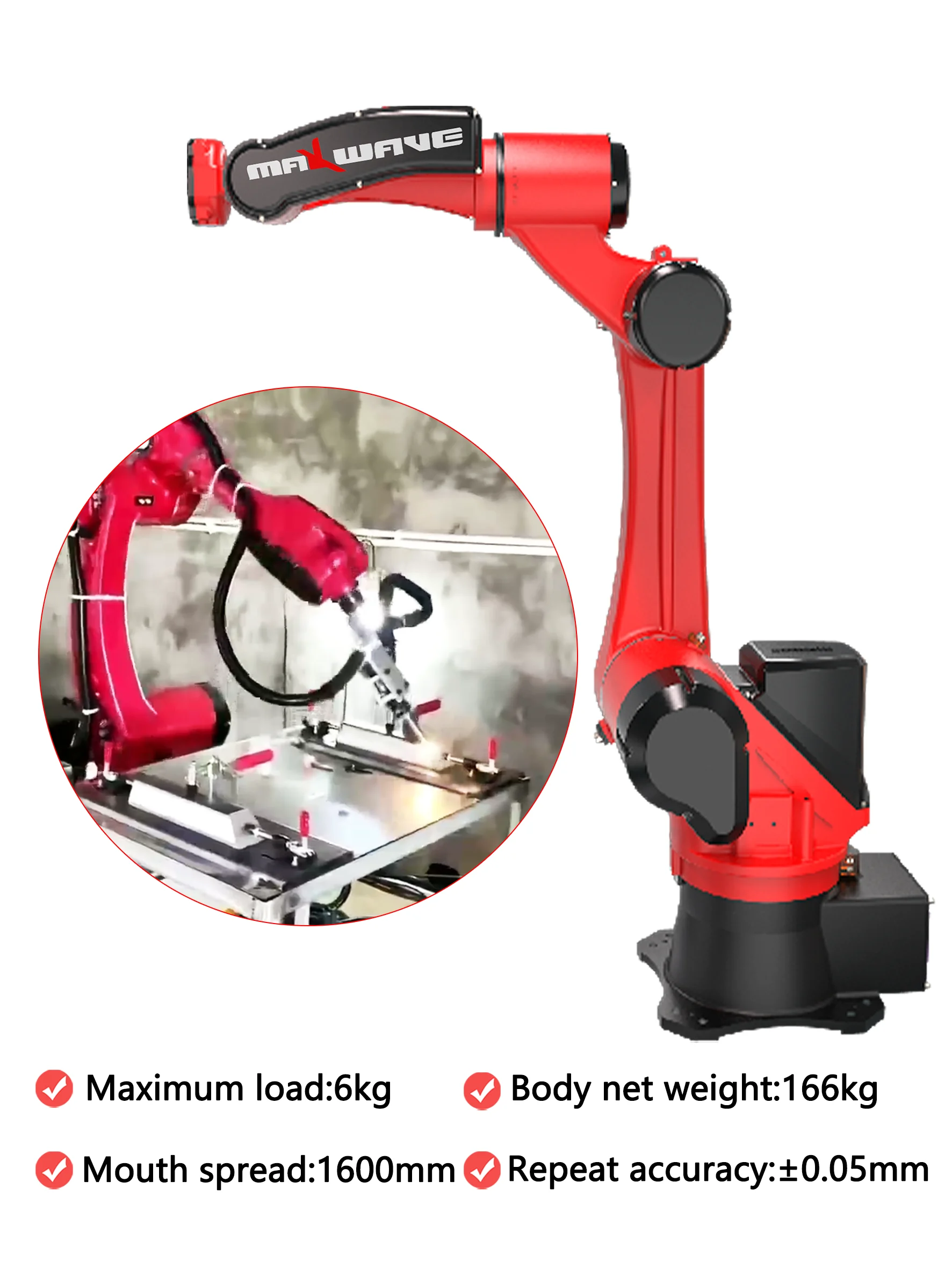 Hot Selling 20KG Payload 1850mm Reach Easy to Operate 6 Axis Articulated Industrial Robot Arm for Loading CNC Machine