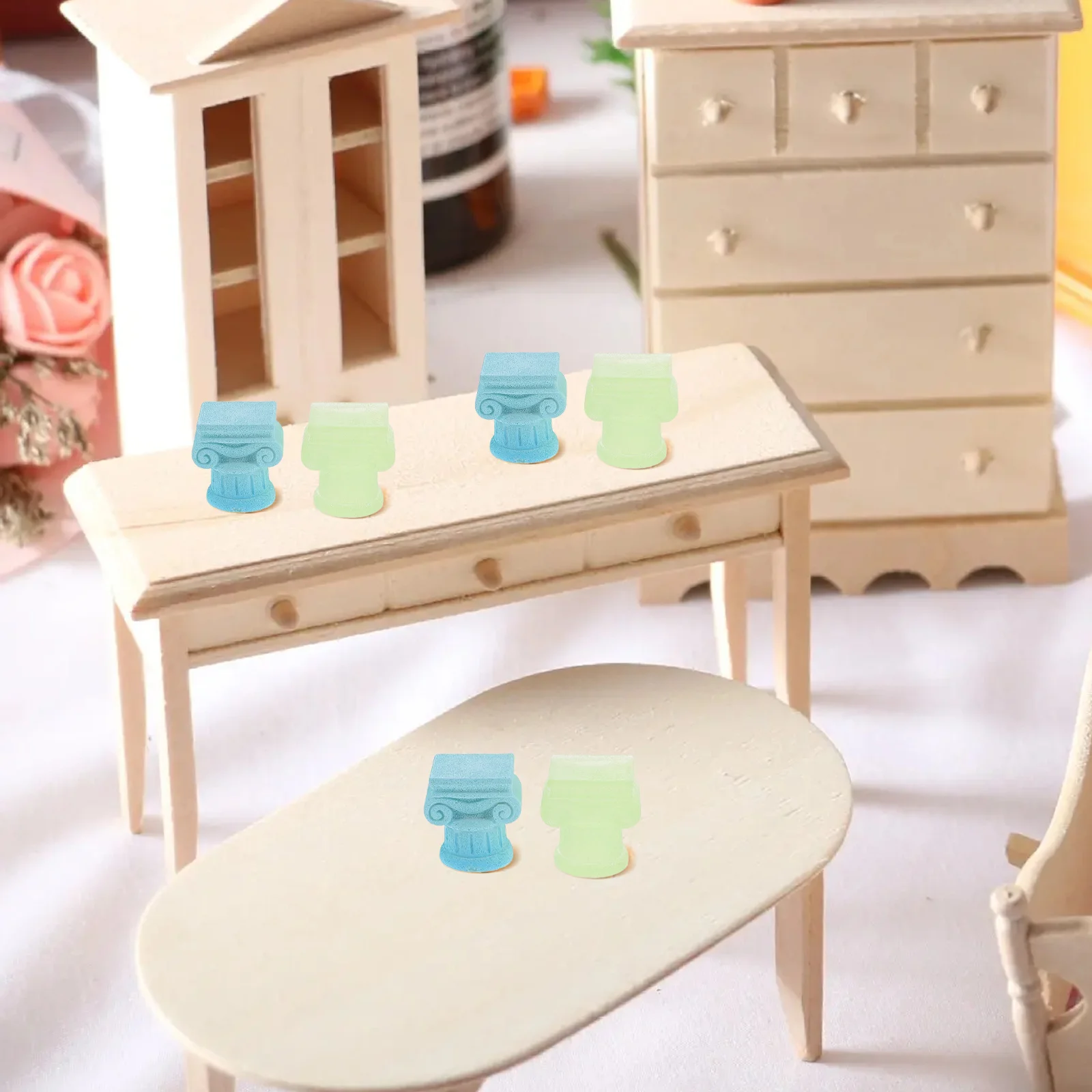 

10Pcs Miniature Roman Pillar Decor Resin Statues for Garden Landscape Glow in The Night Outdoor Indoor DIY Decoration Space