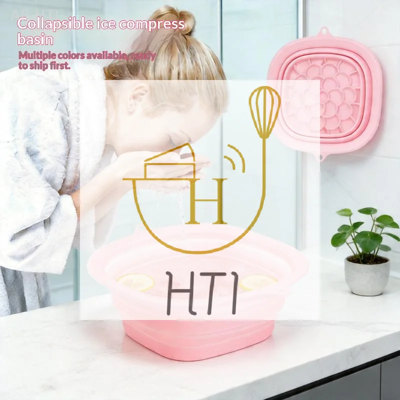 Portable Foldable Basins Silicone Face Ice Bath Bowl Dish Tub With Built In Ice Tray For Bathroom Accessories Beauty Tools