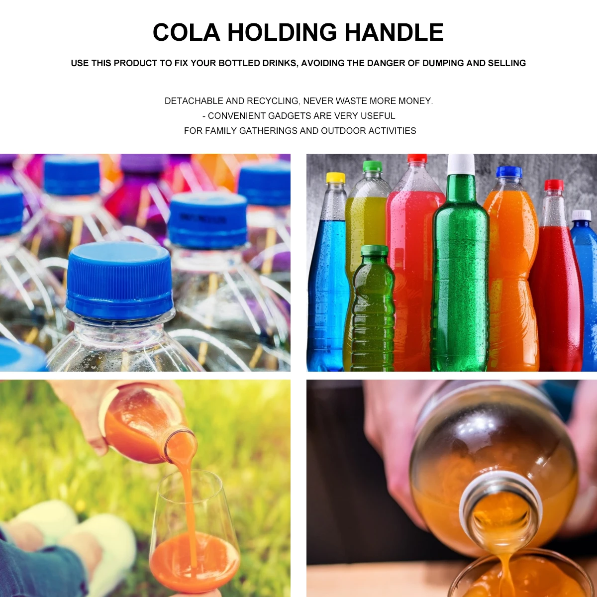 

Comfortable Ergonomic Handle Beverage Bottles Adjustable Drink Holder Detachable Plastic Pouring Grip Bar Soda Beverages