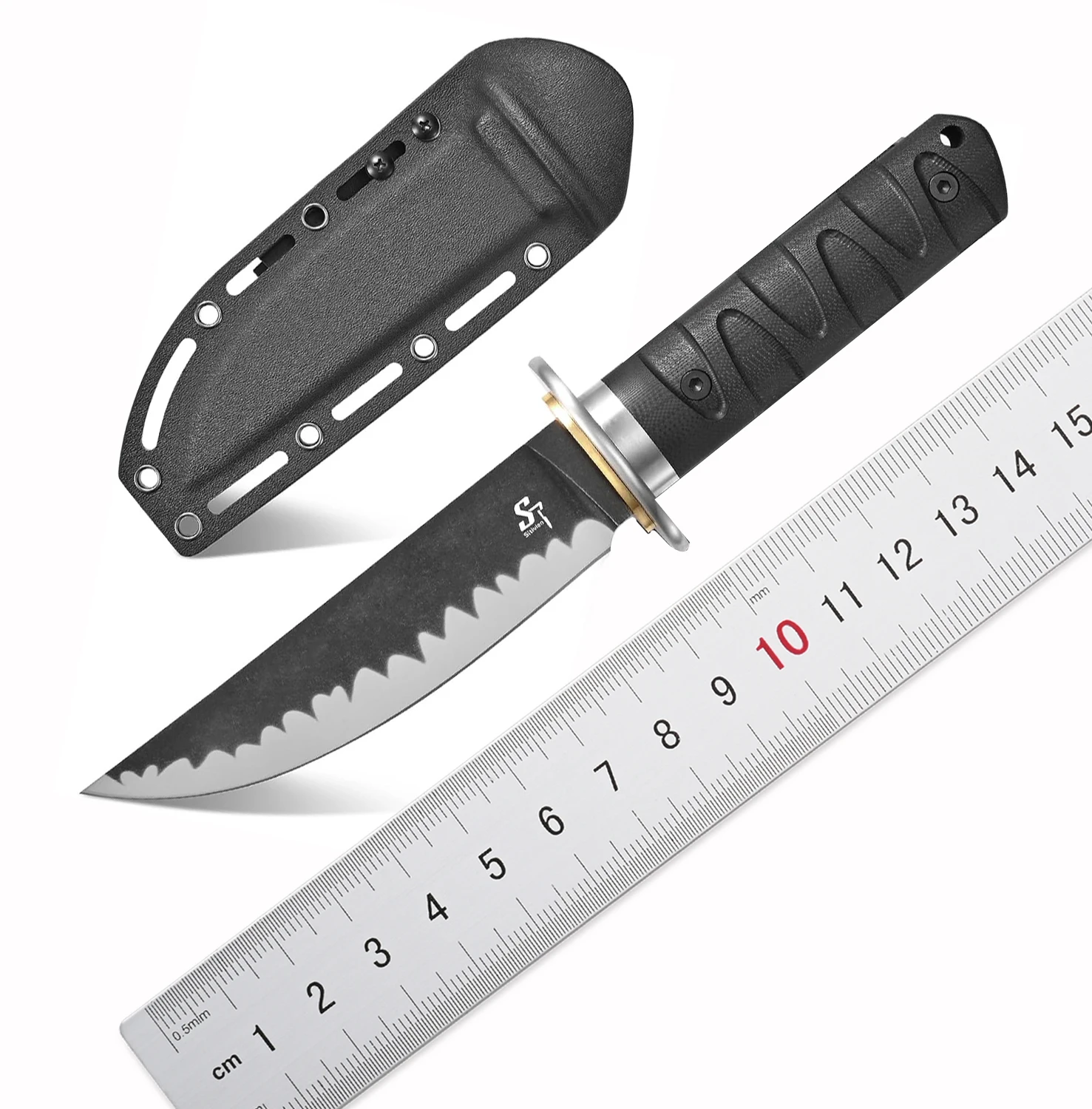 

Sitivien ST29 Fixed Blade Knife AUS-10 Steel Blade G10 Handle Full Tang Bowie Knife for Outdoor Camping Hunting Fishing Working