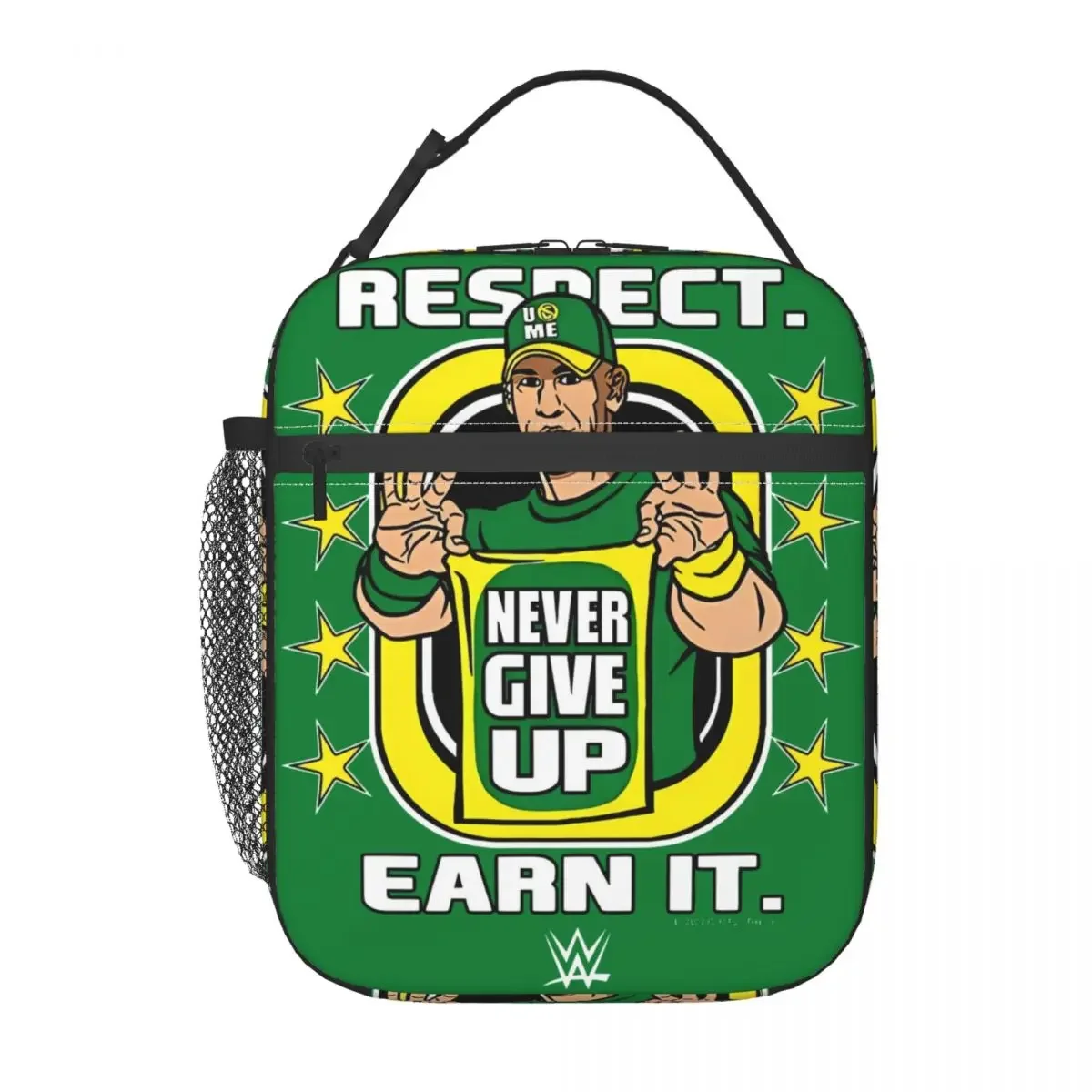 WWE John Cena Printed Lunch Bag Respect Earn It Cartoon Wrestler Storage Food Box High Capacity Camping School Thermal Bag