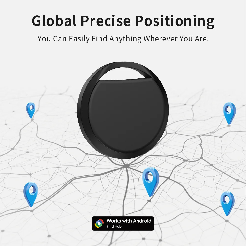GPS Tracker for Android Phones Work With Google's Find Hub App Finder for Pixel GMS Xiaomi Car Locator Global Tracking Device