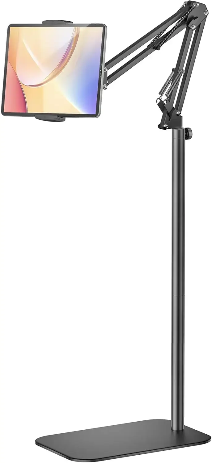 

360° Rotatable Tablet Floor Stand, Adjustable Height & Angle for 4.7-12.9" Devices
