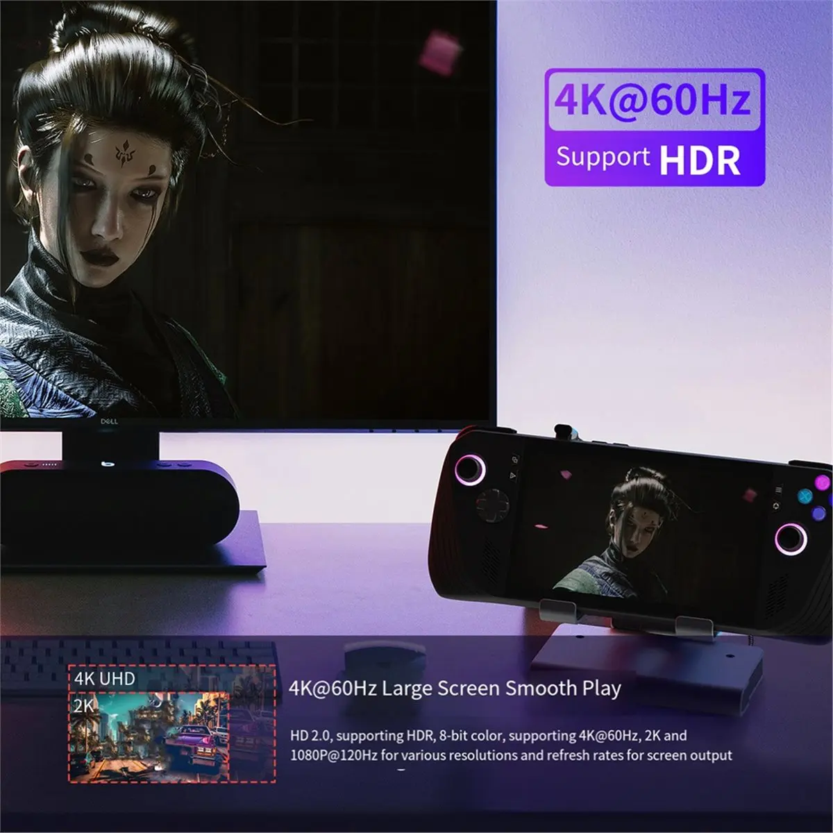 Docking Station 4K@60Hz HDR Support Dual Fan Cooling 1000Mbps Ethernet 100W Fast Charging for Ally
