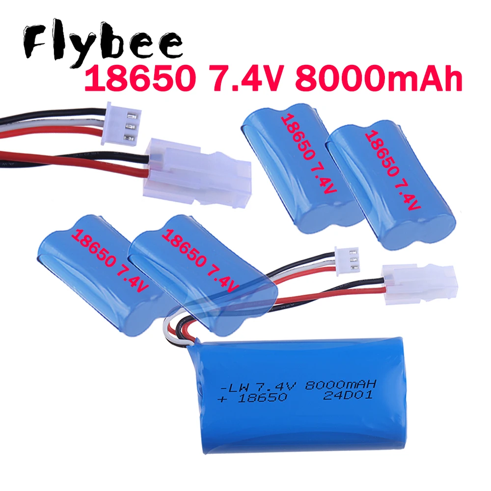 5557 555-7 Connector 18650 8000mAh 7.4V Li-ion Battery for 4 Wheel Drive High-speed Car Truck Tank RC Boat Toys Parts