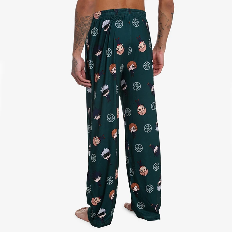 バンダイ 呪術廻戦 ちびキャラ フルオーバープリント 大人子供用パジャマパンツ 夏用 速乾性 快適 軽量 ワイドレッグパンツ