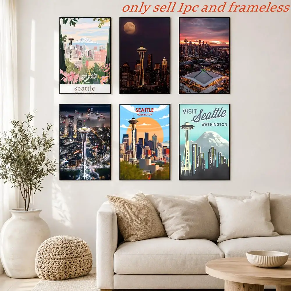 Poster Prints Cover Painting Wall Art Picture Living Room Home Decor Seattle A beautiful coastal city