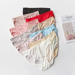 4 Pack 100% Natural Silk Women Sexy Low Waist Basic Style Panties Briefs Underwear Lingerie M L XL SG009