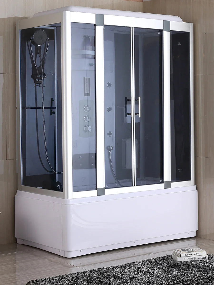 

Integral shower room Rectangular fully enclosed integrated steam shower room with bathtub