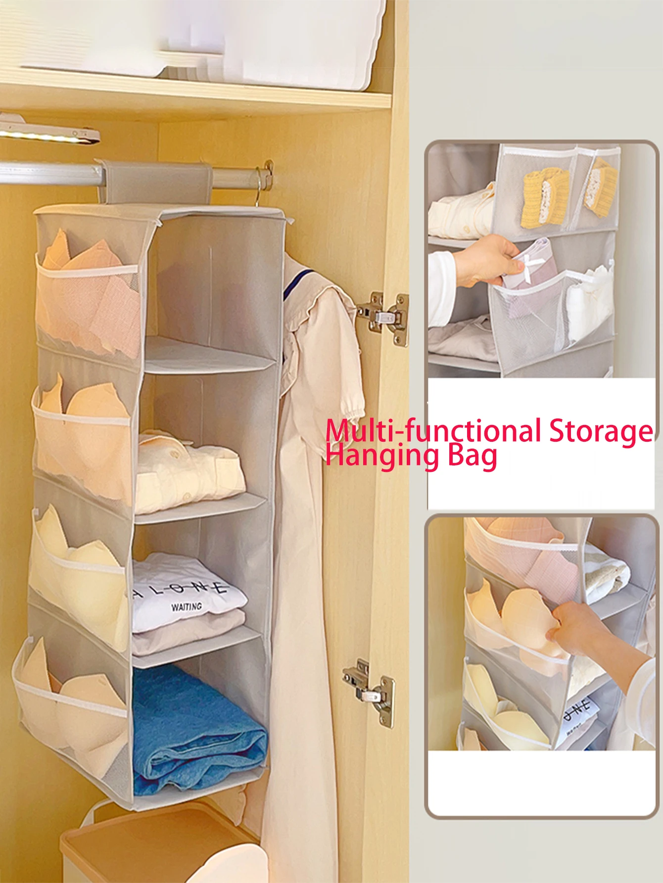 غير المنسوجة قابل للغسل خزانة متعددة الطبقات للطي حمالة صدر معلقة حقيبة التخزين الملابس الداخلية الجوارب صندوق تخزين ملابس المنظم حقيبة للحمل