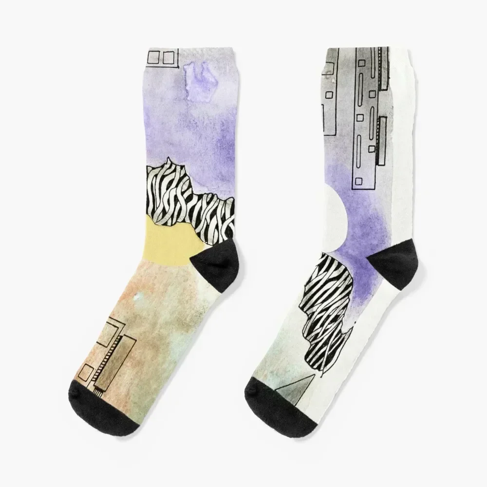 

Night and Day Multi-Media Abstract Watercolor Socks halloween Thermal man winter hiphop Women's Socks Men's