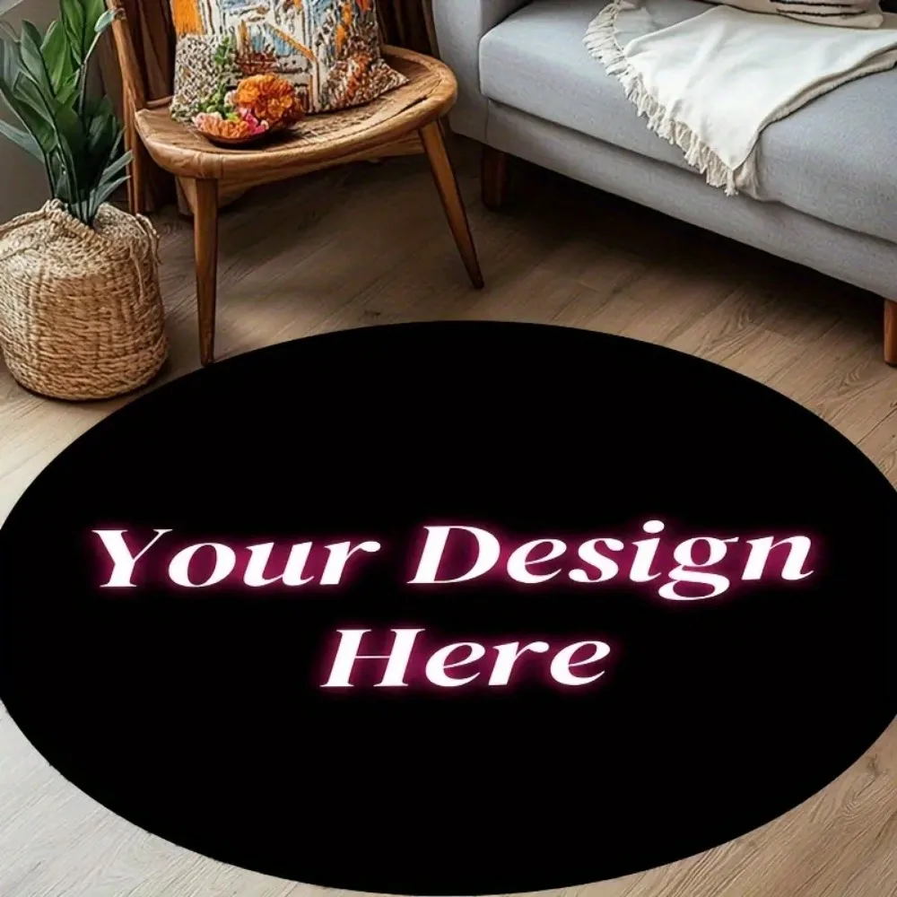

1pc Customized Rug Your Design Movie Family Picture Logo Text Print Non-slip Round Rug Entrance Mat for Home Bedroom Decoration