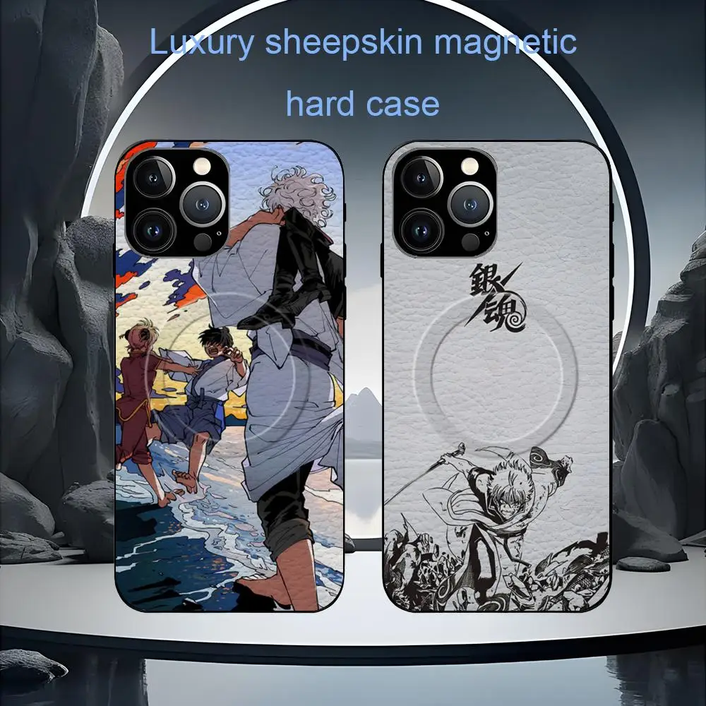 Популярный чехол для телефона Gintama Cool Anime для iPhone 16, 15, 14, 13, 12, 11 Plus Pro Max, роскошный роскошный чехол Magsafe из овчины