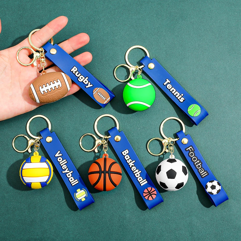 

Баскетбольный брелок, украшения, волейбол, футбол, брелок для ключей, теннис, брелок для регби, ПВХ, креативный мини-брелок для ключей, сумка, подвеска для автомобиля