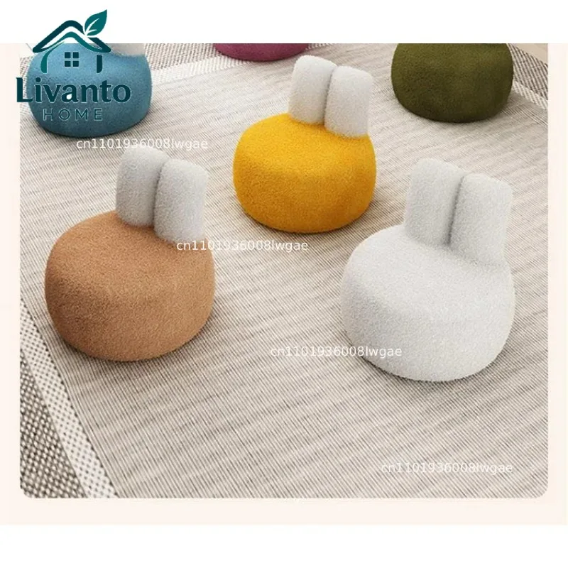 

Creative Rabbit Shaped Children's Bench Backrest Stool Household Solid Wood Low Stools Living Room Small Chair Furniture 어린이 의자