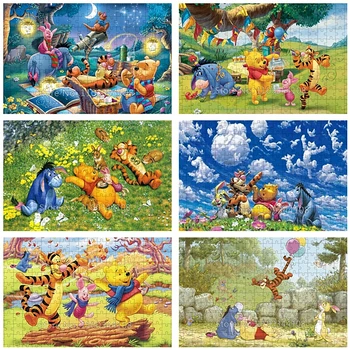 Disney winnie-子供向けの教育玩具,大人向けの漫画パズル,手作りのギフト,35個,300個,500個,1000