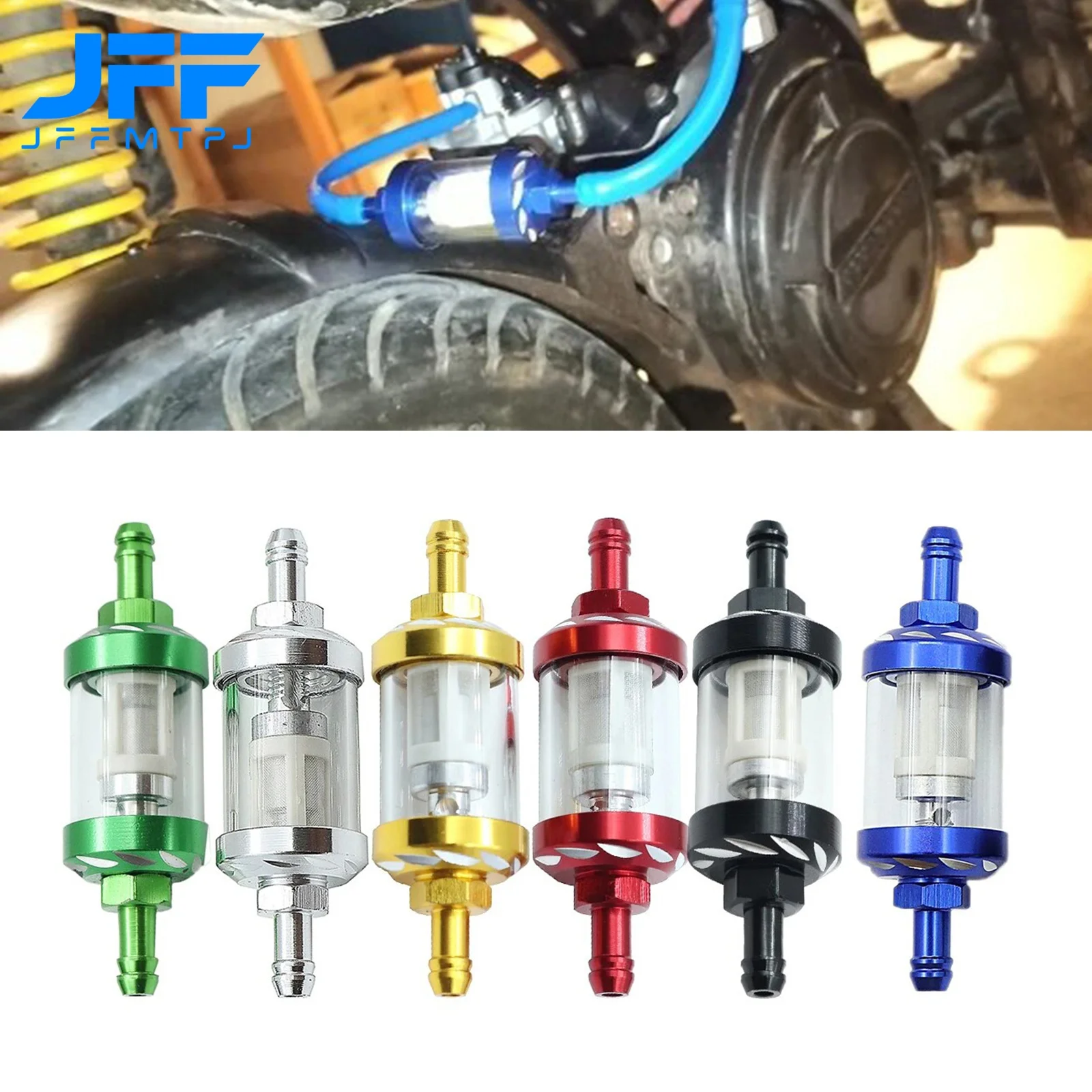 8mm CNC Aluminum Alloy Glass Gas Fuel Oil Filter Moto for Dirt Pit Bike 125/140/150/160cc CRF70 90 110 TTR100 110 KLX65