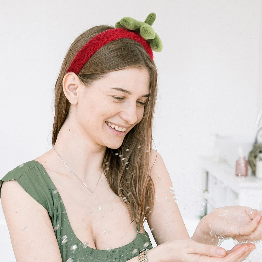 

2Pcs Strawberry Headband Soft Wide Band Spa Hairband Face Wash Skincare Headband Cute Hairband Skincare Headbands