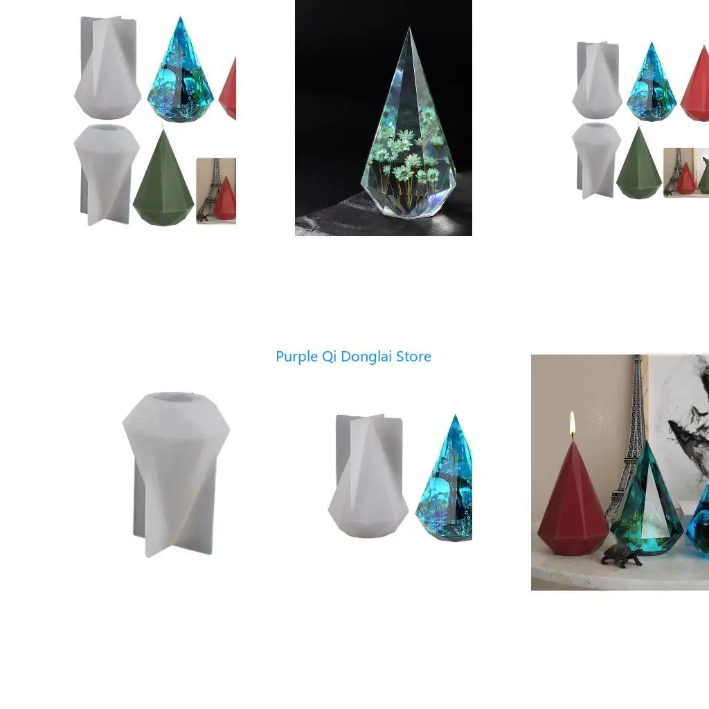 L21E Diamond Shaped Silicone Molds DIY Crafts Plaster Mold Handmade Home Decoration Pyramid Mold Table Ornament Mould