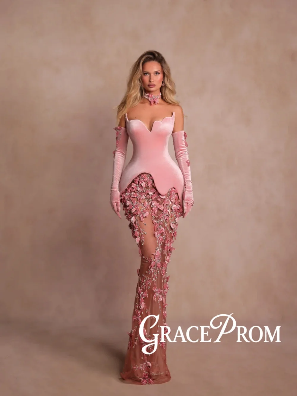 

Pink Velvet Corset Beaded Evening Dress Without Gloves Opulent Crystal Wedding Party Gown 2026 Customized Long Red Carpet Gowns