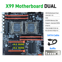 X99 Motherboard Dual CPU LGA 2011-3 Dual Socket Desktop Mainboard Support USB3.0 SATA3 8 DIMM DDR4 M.2 NVME Intel Xeon E Series