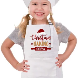 Christmas Baking Crew Children's Apron Kids Baking Apron Mini Chef Gift for Xmas Gingerbread Man Printed White Bakers Apron