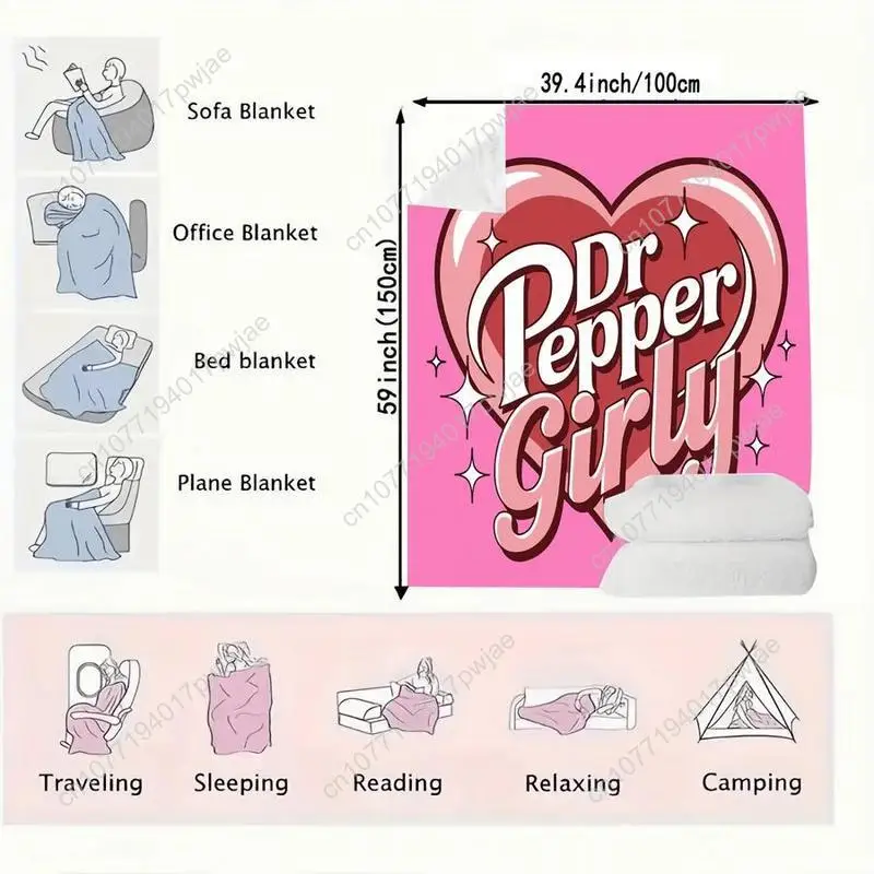 Dr. Pepper Soft Flannel Throw Blanket - Cozy Warm For Couch Bed Office Travel - Perfect Gift For Christmas Custom Blankets