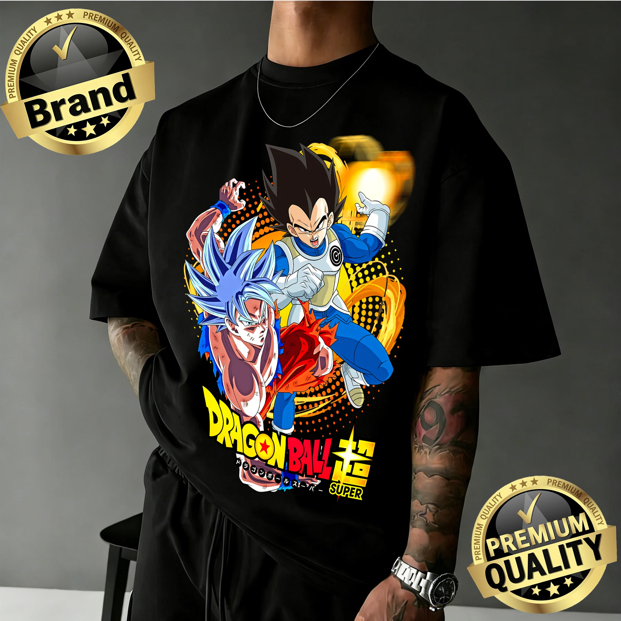 2026 Sommer Neuerscheinung Dragon Ball Übergroßes Retro Anime T-Shirt |   Goku & Vegeta Retro-Grafikdruck, 100 % Baumwolle, lässiges Y2k-T-Shirt