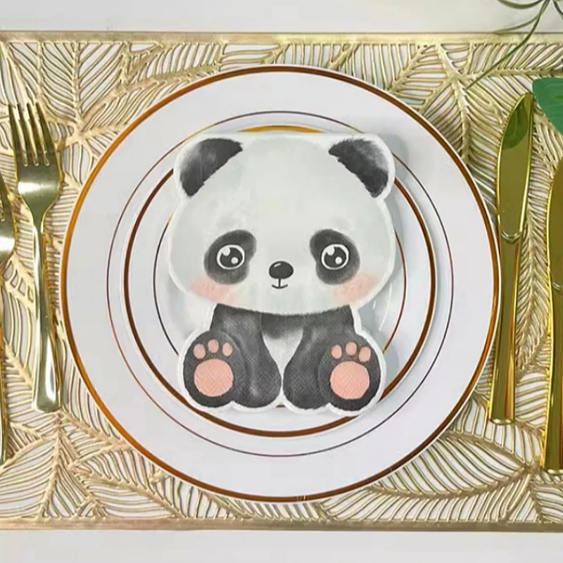 20Pcs/Bag Cute Cartoon Panda Decoupage Paper Napkins Lovely Animal Paper Serviettes for Xmas  Bithday Party Tableware Decor New