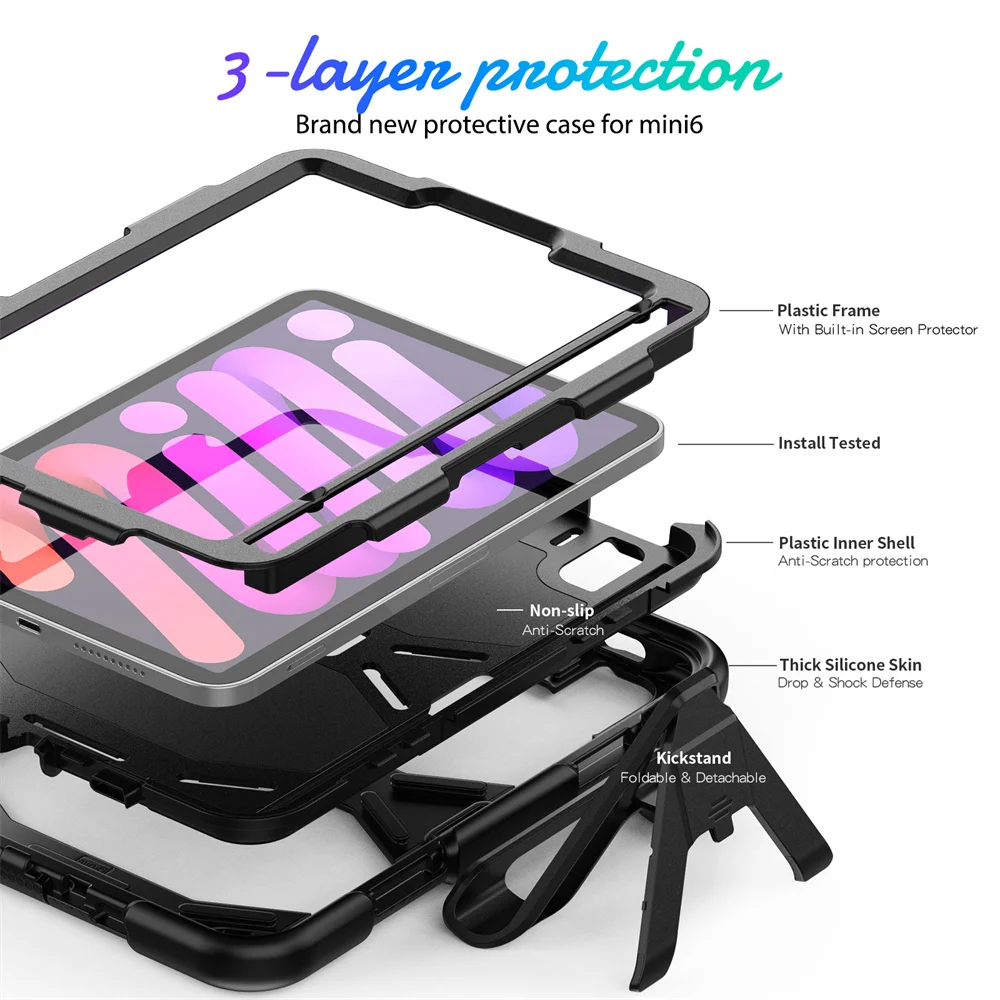 غطاء حماية متعدد الطبقات لجهاز Ipad 1 2 3 4 5 6 8 9 Mini 1 2 3 4 5 6 Air 1 2 4 5 Pro 11 2018 2020 2021 2022 حافظة ipad مع حامل