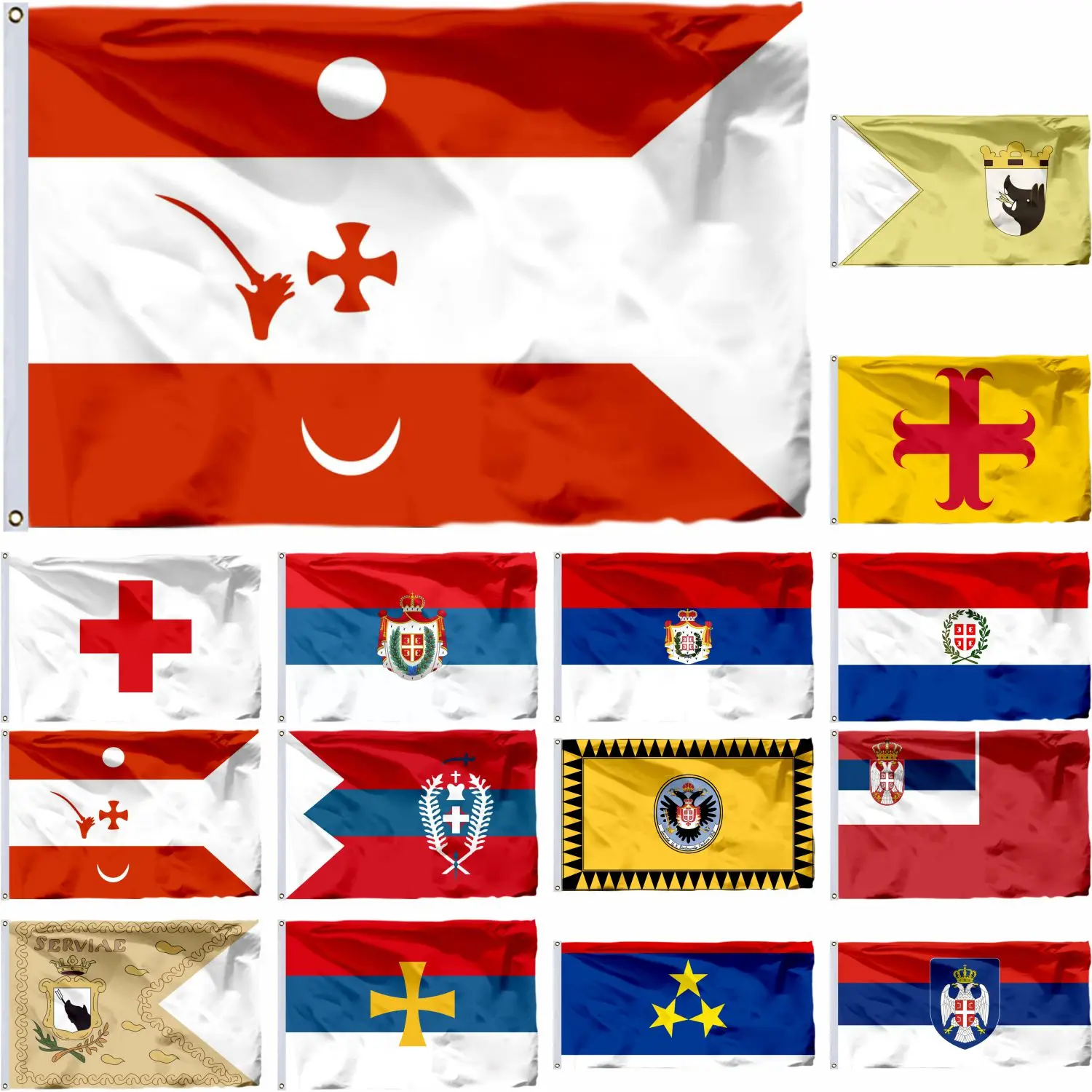 Serbia 1870 Flag Vojvodina 3X5FT 90X150CM Banner Serbia At Ferdinand II's Coronation Banner Republic Eastern Slavonia Baranja