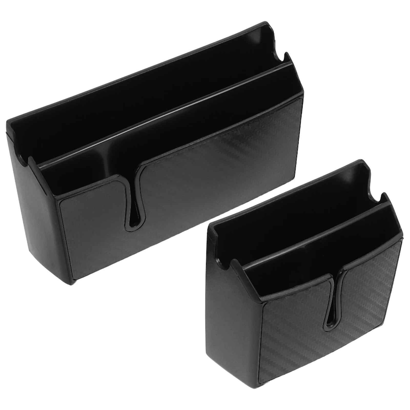 

2 pcs Car Organizer Multi-Purpose Carbon Fiber Storage Box Adhesive Dash Phone Holder Large Capacity For Tickets Receipts Mobile